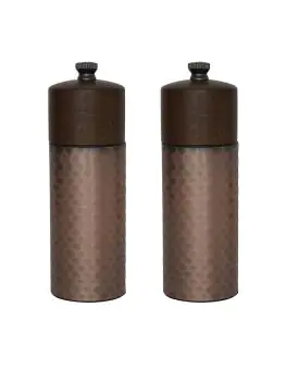 Zout- & pepermolens - 2 stuks - H 15 CM - Koper/Hout - Olympia - CR689