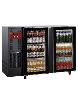 Koelkast - 375 Liter - 2-Deurs - Glazen Deur - Zwart - Diamond