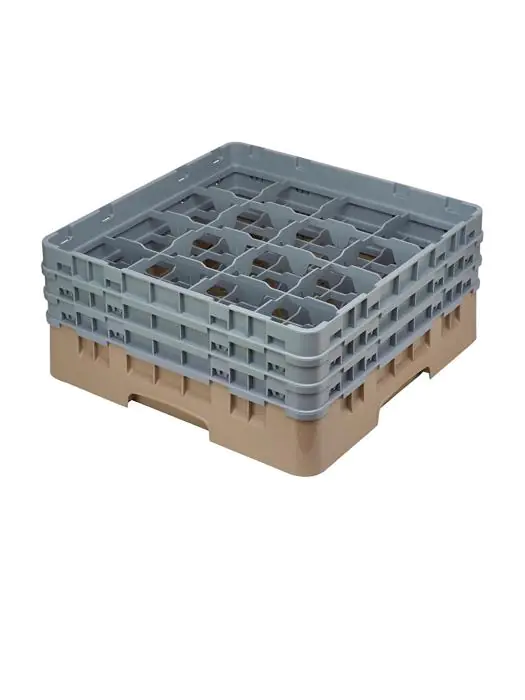 Vaatwaskorf - 16 comparitmenten - Beige - H 22.5 x 50 x 50 CM - Polypropyleen - Cambro - DE783 DE783 €96.90 Afwaskorven voor bekerglazen