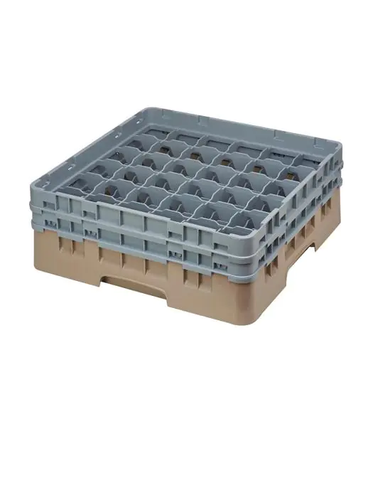 Vaatwaskorf - 36 comparitmenten - Beige - H 14.3 x 50 x 50 CM - Polypropyleen - Cambro - DE794 DE794 €64.39 Afwaskorven voor bekerglazen