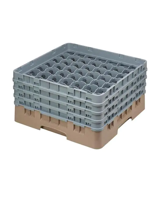 Vaatwaskorf - 49 comparitmenten - Beige - H 26.7 x 50 x 50 CM - Polypropyleen - Cambro - DE799 DE799 €92.86 Afwaskorven voor bekerglazen