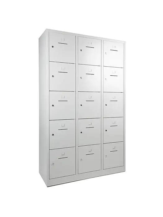 Garderobe Lockerkast - 15 deurs - H 190 x 120 x 45 CM - Grijs - Cilinderslot - WRC 59353 €659.00 Garderobe Lockerkasten