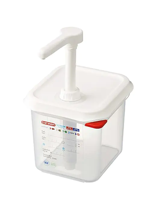 Sausbar - 1/6 GN - 2.6 Liter - H 19 x 17.6 x 16.2 CM - Polypropyleen - Araven - 962152 962152 €18.30 Knijpflacons
