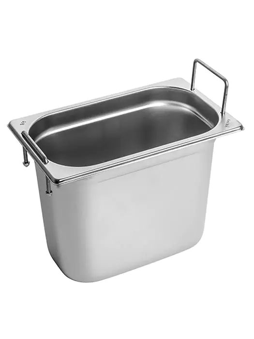 Gastronormbak - 1/4 GN - 4.8 Liter - H 20 x 26.5 x 16.2 CM - RVS - Caterchef - 953461 953461 €25.50 GN bakken handgrepen