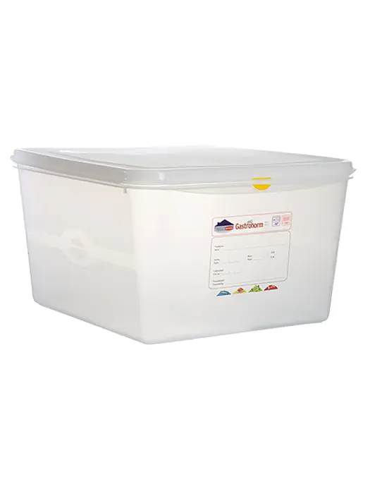 Voedseldoos - 2/3 GN - 15 Liter - H 20 x 35.4 x 32.5 CM - Polypropyleen - Transparant - -40°C / +100°C - Luchtdicht Afsluitbaar - Denox - 600520 E600520 €18.35 Voedselbakken