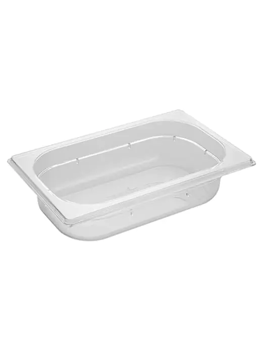 Gastronormbak - 1/4 GN - 1.7 Liter - H 6.5 x 26.5 x 16.2 CM - Polycarbonaat - Transparant - -40°C / +100°C - Caterchef - 953044 E953044 €4.55 GN bakken plastic