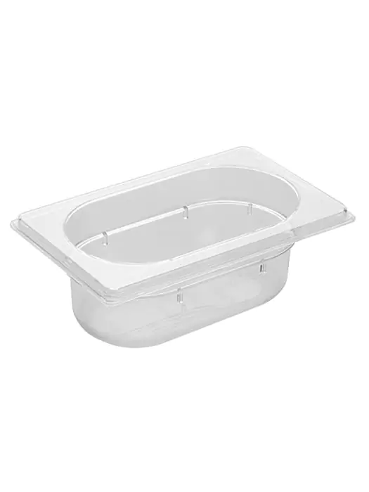 Gastronormbak - 1/9 GN - 0.6 Liter - H 6.5 x 17.6 x 10.8 CM - Polycarbonaat - Transparant - -40°C / +100°C - Caterchef - 953090 E953090 €2.95 GN bakken plastic