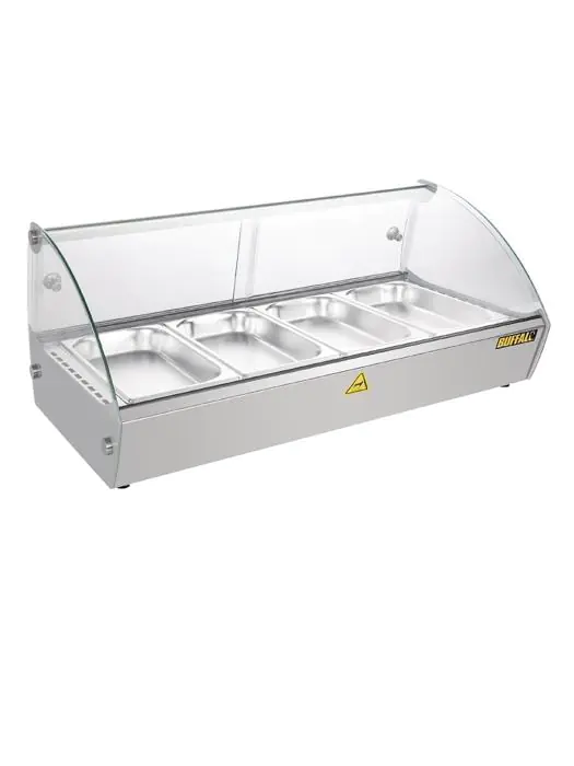 Warmhoudvitrine - 4 x 1/3 GN - H 33.6 x 77.3 x 42 CM - 230 V - RVS/Glas - Buffalo - CW147 CW147 €367.00 Warmhoudvitrine