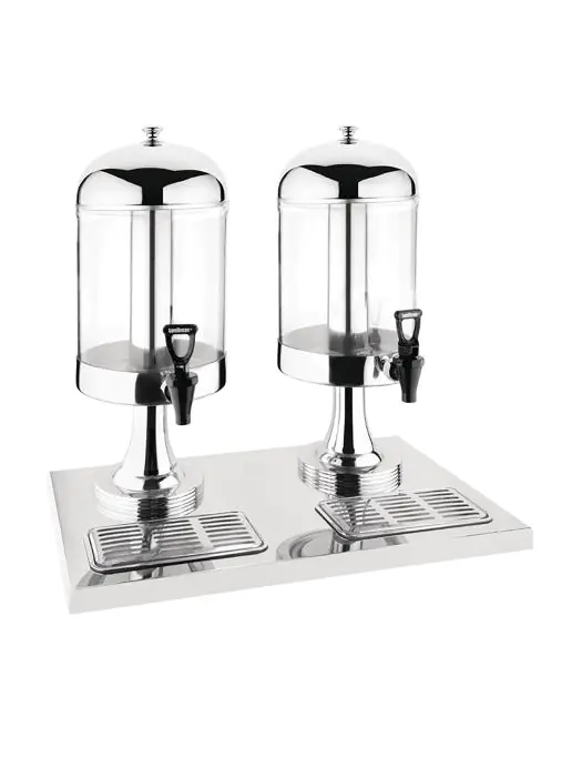 Drankdispenser - Dubbel - 14 Liter - H 57.8 x 56.4 x 37 CM - Kunststof/RVS - Olympia - J184 J184 €446.99 Gekoelde drank dispensers