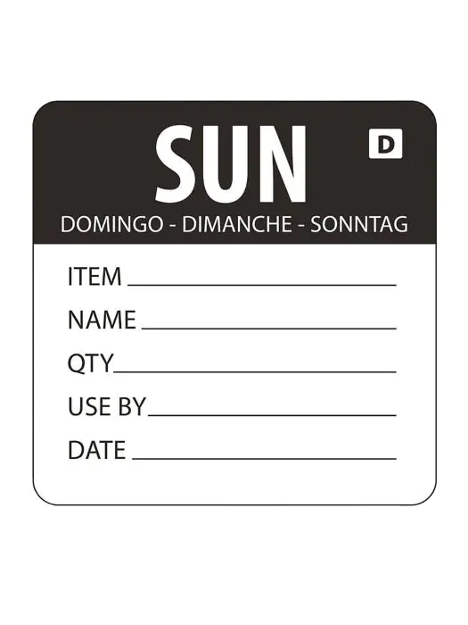 Voedselettiketten - Zondag - Oplosbaar - 250 stuks - H 4.9 x 6 CM - Vogue - GH357 GH357 €14.39 Dagstickers
