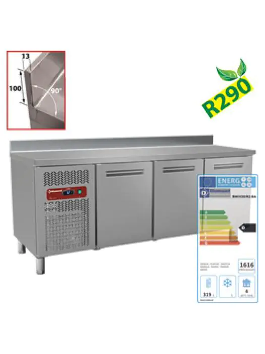 Koelwerkbank - 3 deurs - 395 Liter - H 90 x 200 x 60 CM - Motor links - Diamond - BMIV20/R2-BA BMIV20/R2-BA €1,959.75 Koelwerkbanken