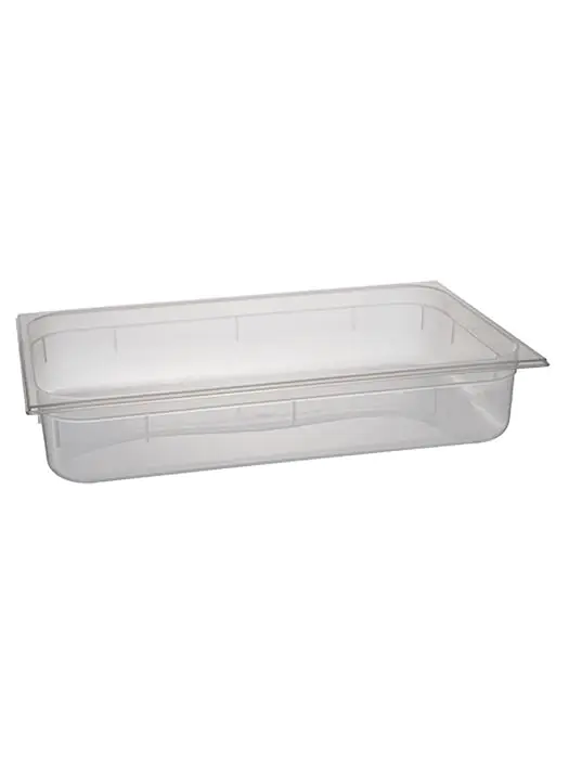 Gastronormbak - 1/1 GN - 13 Liter - H 10 x 53 x 32.5 CM - Polypropyleen - Transparant - -40°C / +95°C - Caterchef - 853831 E853831 €8.25 GN bakken plastic