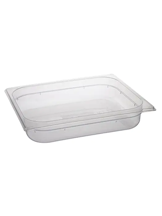 Gastronormbak - 1/2 GN - 3.9 Liter - H 6.5 x 32.5 x 26.5 CM - Polypropyleen - Transparant - -40°C / +95°C - Caterchef - 853840 E853840 €3.75 GN bakken plastic