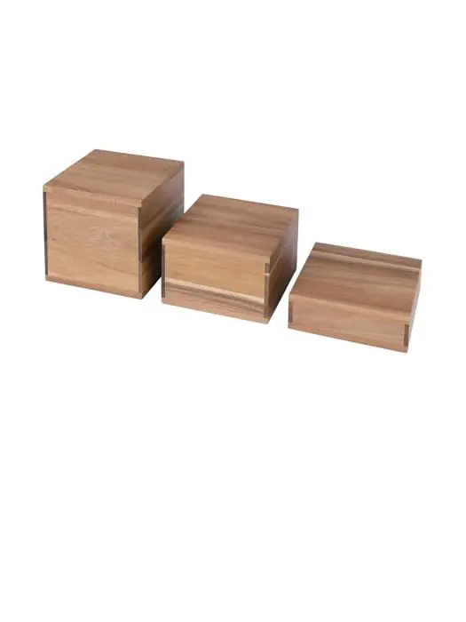 Buffetverhoger - 3 stuks - 15 x 15 CM - Acaciahout - Olympia - DF875 DF875 €27.71 Vitrine / Buffet Neutraal