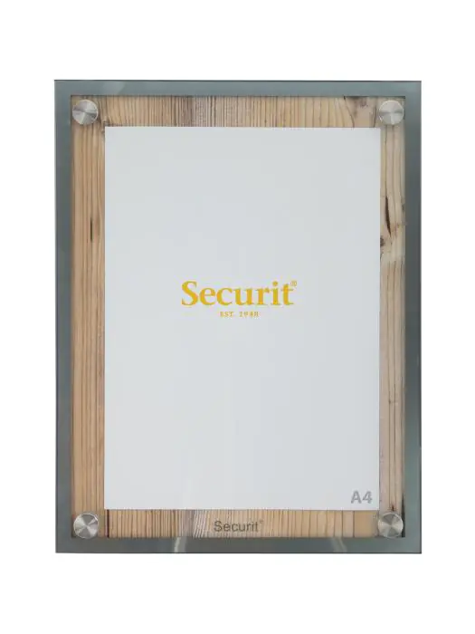 Menukaart Display - Veiligheidsglas - Lichtbruin - RVS - H 37 x B 28 CM - Securit MCS-A4-OAK €59.95 Menukaarten