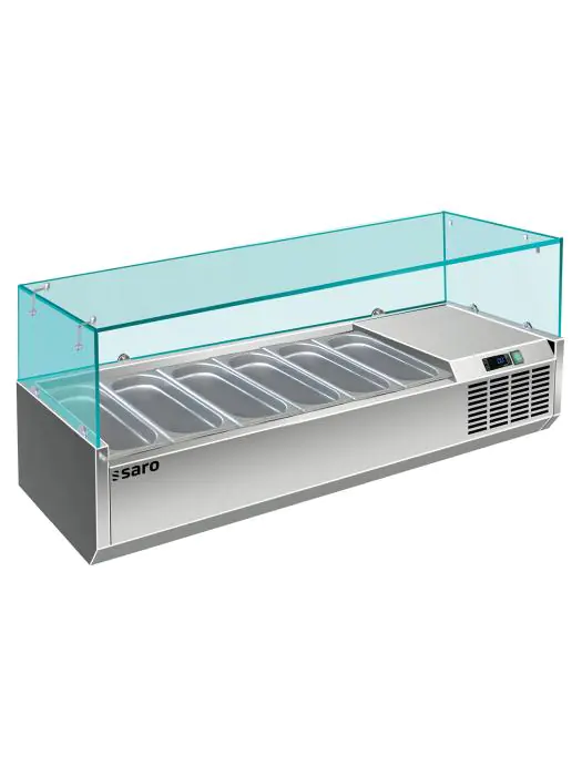 Koelvitrine - 6x 1/4 GN - RVS - 230V - H 43.5 x B 140 x D 33.5 CM - Saro - 323-1135 323-1135 €389.00 Vitrine met glas