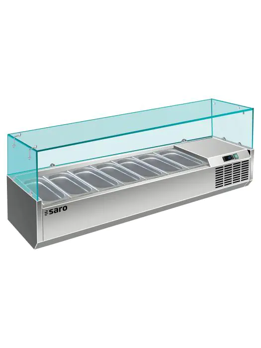Koelvitrine - 7x 1/4 GN - RVS - 230V - H 43.5 x B 150 x D 33.5 CM - Saro - 323-1136 323-1136 €402.43 Vitrine met glas