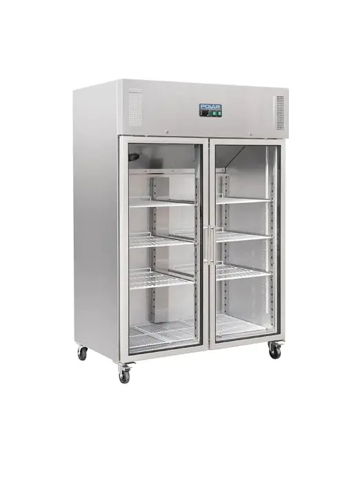 Koelkast - 1200 Liter - 2-Deurs - Glazen Deur - RVS - Polar CW198 €1,450.00 Koelkasten met glazen deur
