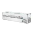 Gekoelde opzevitrine - 5 x 1/3 GN + 1 x 1/2 GN - H 43.5 x 150 x 39.5 CM - 230 V - RVS/Glas - Polar - GD876 GD876 €727.00 Vitrine met glas