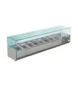 Gekoelde opzevitrine - 8 x 1/3 GN - H 43.5 x 180 x 39.5 CM - 230 V - RVS/Glas - Polar - GD877 GD877 €660.94 Vitrine met glas