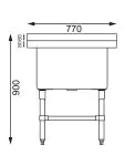 Spoeltafel - Extra diep - 100 Liter - H 90 x 77 x 60 CM - RVS - Vogue - CE141 CE141 €326.80 RVS wasbakken / spoelbakken
