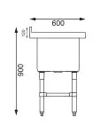 Spoeltafel - Extra diep - 100 Liter - H 90 x 77 x 60 CM - RVS - Vogue - CE141 CE141 €326.80 RVS wasbakken / spoelbakken
