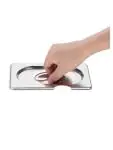 Deksel gastronormbak - Lepeluitsparing - 1/9 GN - H 3 x 17.6 CM - RVS - Vogue - CB176 CB176 €3.99 GN deksels rvs