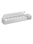 Gekoelde opzetvitrine - 7 x 1/4 GN - H 27.4 x 150 x 33.5 CM - 230 V - Polar - FA855 FA855 €555.28 Vitrine met rvs deksel