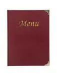 Menubox Basic - 10 Stuks - A4 - Gouden Randen - Wijnrood - Kunststof - Securit MC-BOX-BRA4-WR €87.95 Menukaarten