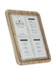 Menukaart Display - Veiligheidsglas - Lichtbruin - RVS - H 75 x B 57 CM - Securit MCS-4A4-OAK €184.00 Menukaarten