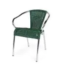 Terrasstoel Cannet - Stapelbaar - Armleuning - Gevlocht Riet - Donkergroen - Aluminium - G-Line HW-12464 €42.95 Terrasstoelen