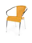 Terrasstoel Cannet - Stapelbaar - Armleuning - Gevlocht Riet - Naturel - Aluminium - G-Line HW-00059 €42.95 Terrasstoelen
