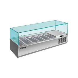 Opzet Koelvitrine - 6x 1/3 GN - Digitale Temperatuurregeling - RVS - 230V - H 43.5 x B 150 x D 39.5 CM - Saro - 323-1034