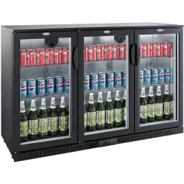 Barkoelkast - 330 Liter - 3-Deurs - Glazen Deur - Geventileerd - Zwart - Combisteel