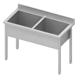 RVS Wastrog - 2 Bakken - Spoelbak H 30 CM
