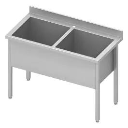 RVS Wastrog - 2 Bakken - Spoelbak H 40 CM