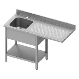 RVS Spoeltafel tbv vaatwasser - 1 Bak Links - Met Onderschap