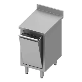 Gesloten RVS Werktafel - Kantelbare Afvalbak - Opstaande Rand 10 CM