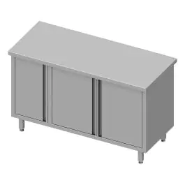 Gesloten RVS Werktafel - Draaideuren - Kast Links