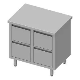 Gesloten RVS Werktafel - 4 Lades