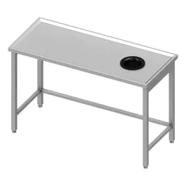RVS Werktafel - Zonder Onderschap - Met Waterkering - Afvalgat Rechts