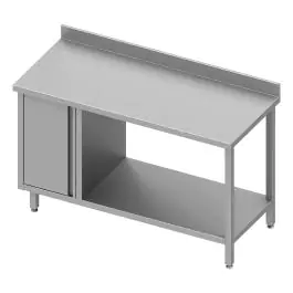 RVS Werktafel - Met Onderschap - Opstaande Rand 10 CM - Kast Links