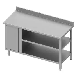 RVS Werktafel - Dubbel Onderschap - Opstaande Rand 10 CM - Kast Links