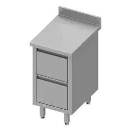 Gesloten RVS Werktafel - 2 Lades - Opstaande Rand 10 CM