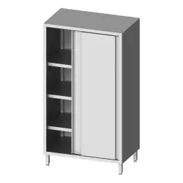 RVS Hoge Kast - 2 Schuifdeuren - 200 CM Hoog