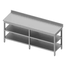 RVS Werktafel - Dubbel Onderschap - Opstaande Rand 10 CM