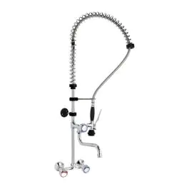Kraan - Met Voorspoeldouche - Muurmodel - H 161 CM - RVS - Hendi
