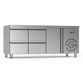 Koelwerkbank - 1-Deurs - 4 Lades - RVS - 230V - H 85 x B 179.2 x D 70 CM - G-Line