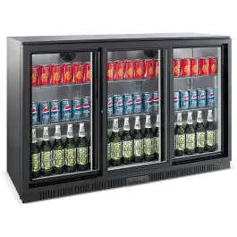 Barkoelkast - 320 Liter - 3-Deurs - Glazen Deur - Geventileerd - Zwart - Combisteel