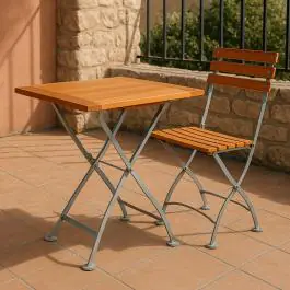 Terrastafel - Hout - Gietijzer - H 76.5 x B 70 x D 70 CM - G-Line